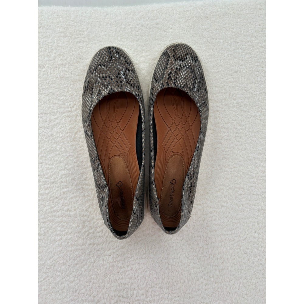 Baretraps Nadra Grey Snakeskin Fabric Ballet Flats Shoes Womens 11 M BTS20-10839